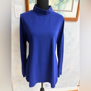 D&Co L Mock Turtle Neck with beautiful button cuff detail. Tunic length.